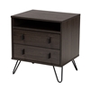 Baxton Studio Glover Modern and Contemporary Dark Brown Finished Wood and Black Metal 2-Drawer Nightstand Baxton Studio restaurant furniture, hotel furniture, commercial furniture, wholesale bedroom furniture, wholesale night stand, classic night stand